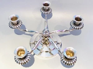 Stunning 830 Silver Danish Sterling Silver Five Arm Candelabra - Picture 1 of 11