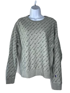 Champion Womens Reverse Weave Sweatshirt Monogram Size Large Cotton Blend Gray - Picture 1 of 9
