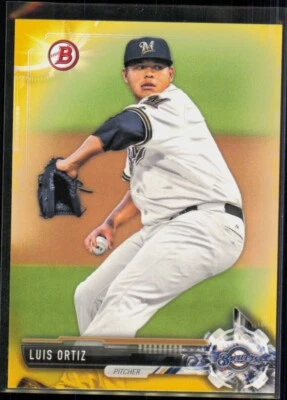 2017 Bowman Paper Prospects Yellow Luis Ortiz Milwaukee Brewers #BP128 - Image 1 of 2