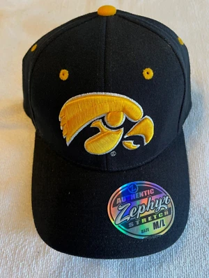 New w/ tags IOWA HAWKEYES  "Flexfit" Style Hat by Zephyr  Size  M / L - Image 1 of 4