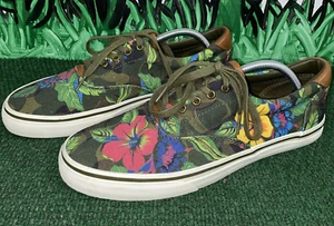 Polo Ralph Lauren Mens Canvas Sneakers Thorton III Floral Camo Size Size 10 - Picture 1 of 7
