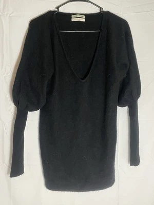 Suéter Terciopelo 100% Cachemira - Negro Manga Julieta Suave Cuello en V Talla M Foto 1 de 4