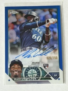 2023 Topps Chrome Marcus Wilson RC Auto Blue Refractor #020/499 Mariners RA-MWI - Picture 1 of 2
