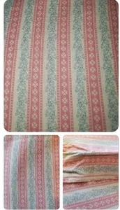 Vntg Fabric Springs Pink & Blue Floral Pillow Ticking Stripe Cotton 1.5ydx45" - Picture 1 of 1