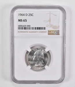 MS65 1964-D Washington Quarter NGC Brown Label *9033 - Picture 1 of 5