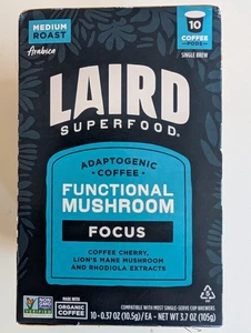 Laird Superfood Focused Energy Coffee 10 pods Medium Roast Functional Mushrooms - Picture 1 of 1