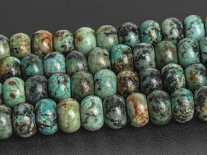 Cuentas sueltas de turquesa africana verde natural AA Rondelle 6X4MM 8X5MM - Imagen 1 de 5