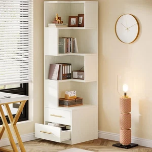 6 Tier Corner Shelf, 180cm Tall Corner Bookshelf Bookcase Storage Display Rack - Picture 1 of 6