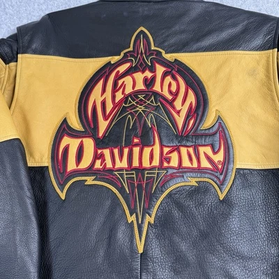 Chaqueta de Cuero Rara Harley Davidson WILDCARD De Colección Talla 2XL Amarilla Negra Usada en Excelente Condición Foto 1 de 4