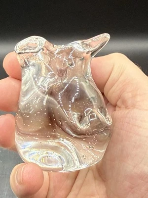 Blenko Glass Crystal Pig Paperweight 2015. Htf Piece - Image 1 of 4