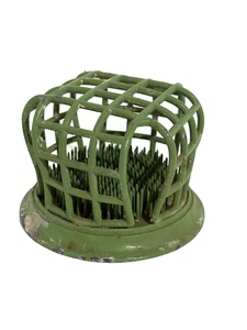 Vintage, Heavy Duty Green Cast Metal Flower Frog - Dome Cage and spikes 2.5" - Picture 1 of 5