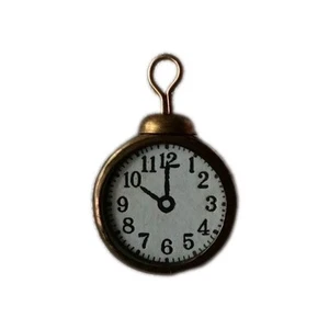 Vintage Dollhouse Miniature 1/2 Inch Clock Bedroom Metal Desktop Decor Accessory - Picture 1 of 6