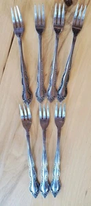 7 Edelstahl Imperial International Korea Fleurette Cocktail Gabeln Besteck Posten - Bild 1 von 9