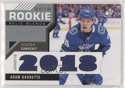 2018 Upper Deck SP Game Used Rookie Relic Blends /125 Adam Gaudette #RRB-AG RC - Image 1 of 2