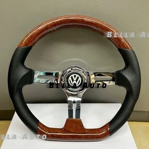 14" D-Shape Vintage Woodgrain Steering Wheel for Volkswagen Beetle - Picture 1 of 3