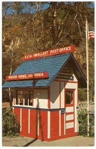 CALIFORNIA Wheeler Springs USA SMALLEST POST OFFICE 1950's Photo PC Postcard - Picture 1 of 2