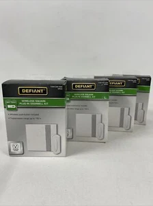 4 Pack, Defiant Wireless Square Plug-In Doorbell Kit (1008 504 922) White; NEW - Picture 1 of 8