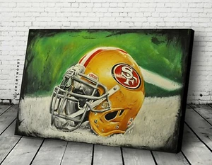 San Francisco 49ers Kunstdruck Kunstwerk Helm NFL Football Poster Leinwand Wand - Bild 1 von 6