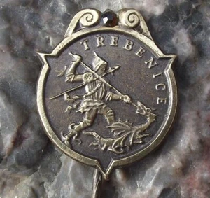 Antique Trebenice Knight Dragon Coat of Arms Heraldic Crest Garnet Pin Badge - Picture 1 of 2