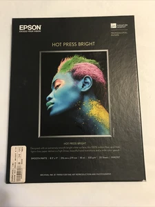 Epson Hot Press Bright Fine Art Paper S042327,18 mil, 8.5x11, Smooth Matte 25sh