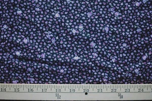 TINY FLORAL PRINT ON BLACK SEMI SHEER RAYON FABRIC 56X36 INCHES - Picture 1 of 2