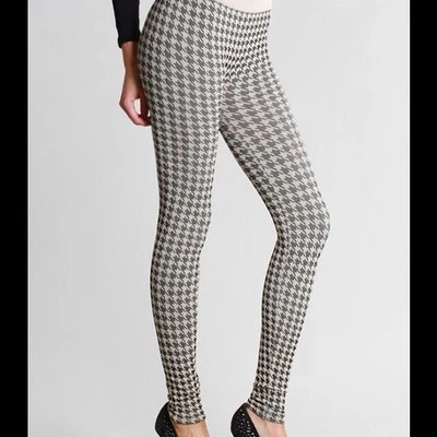NEW Nikibiki Houndstooth Taupe Leggings One Size Fits Most - Image 1 of 3