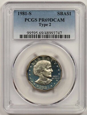 1981-S SBA$1 PCGS PR 69 DCAM (Type 2) Susan B Anthony Dollar - Image 1 of 4