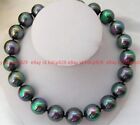 Beautiful 12mm Rainbow Black Round South Sea Shell Pearl Beads Necklace 14-36 In