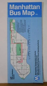 Mapa de autobús de Manhattan 1991 autoridad de tránsito de la ciudad de Nueva York mapa desplegable - Imagen 1 de 5