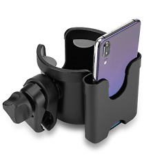 Universal Stroller Cup Holder, Adjustable Drink Holder with Phone Holder for Bab