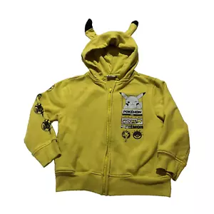 Pokemon Hoodie Hoody #025 Size XS Pickachu Ears Yellow Full Zip - Picture 1 of 8
