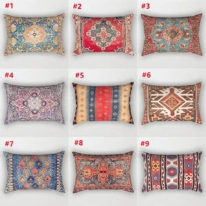1x Floral Print Cushion Case Rectangular Ethnic Pillow Cover Home Decor Soft New - Bild 1 von 21
