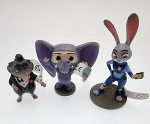 BULLYLAND ZOOTROPOLIS 3 TOY FIGURES MR BIG FINNICK JUDY HOPPS 6cm CAKE TOPPER - Picture 1 of 2