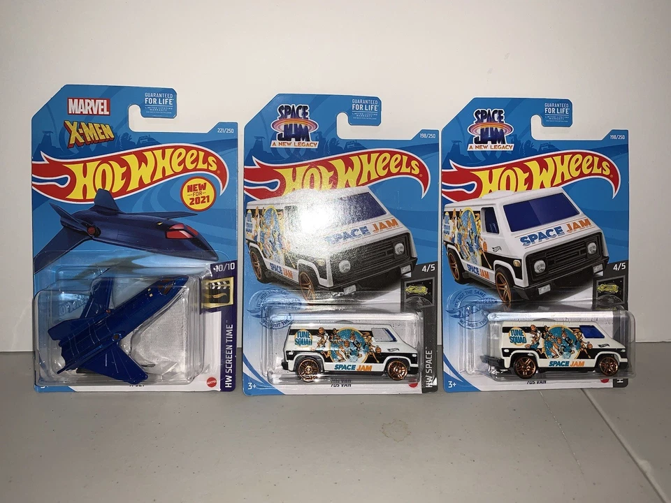 2021 Hot Wheels Marvel X-Men X-Jet #221 & 70’s Van Space Jam #198 HW NEW - Image 1 of 1