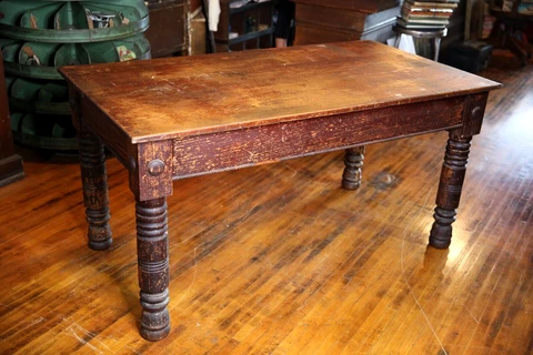 Antique Wood Table Primitive industrial Kitchen Island counter Dining Room Bar Cover