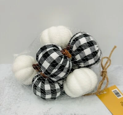 8pc White & Black Plaid Pumpkins Fall Thanksgiving Tiered Tray Table Home  Decor - Image 1 of 2