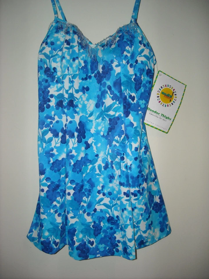 Novo maiô azul elegante com saia para mulheres, tamanho 10 - Imagem 1 de 1