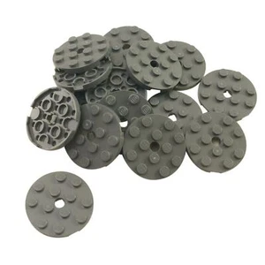15 NEW LEGO Plate, Round 4 x 4 with Hole Dark Bluish Gray - Picture 1 of 1