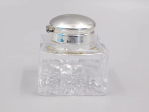 HEAVY ROYAL BRIERLEY CRYSTAL HINGED TOP INK WELL. - Picture 1 of 3