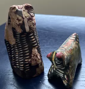 Estatuillas pintadas de papel maché gatos arte popular mexicano envejecido de colección 4,5" 3" - Imagen 1 de 14