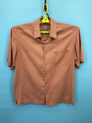 Talbots Button Down Short Sleeve Shirt Mens Large Red Silk Pocket Lightweight Up - Image 1 of 4