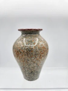 Vintage Salt Glazed Clay Pot Pottery Blue Green Speckled 4.5" Small Vase Brown - Picture 1 of 5