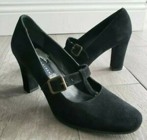 RALPH LAUREN black suede mary jane heels sz 6.5C made in Italy