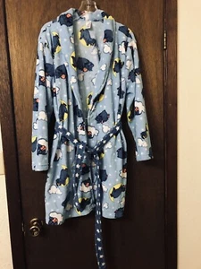 Disney Based Plush Bath Robe Kids Sz XL Eeyore Print W/Belt Blue - Picture 1 of 5