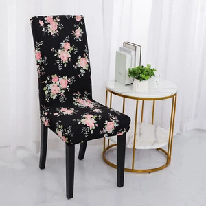 Dining Chair Cover Stretch Stool Slipcover Chair Seat Protectors (M,Black) - Picture 1 of 10