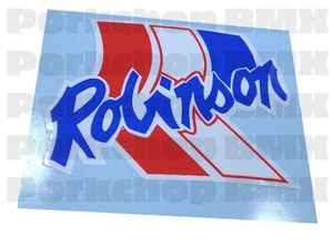 1985-86 Robinson headtube old school BMX bicycle decal RED/BLUE on WHITE vinyl - Picture 1 of 1