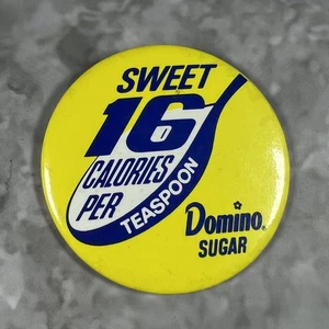 Domino Sugar VIntage Button Safety Pin Back 3" Round - Picture 1 of 2