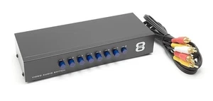 Interruptor de video compuesto de 8 vías -negro- con cable RCA AV - Imagen 1 de 7