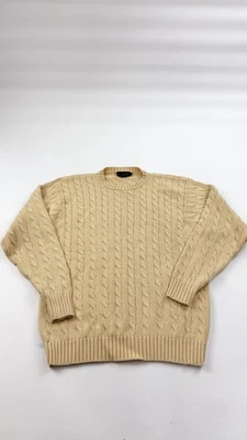 J.Crew Sweater Mens Medium Yellow Cable Knit Pullover Crew Neck Oarsman Logo - Image 1 of 4