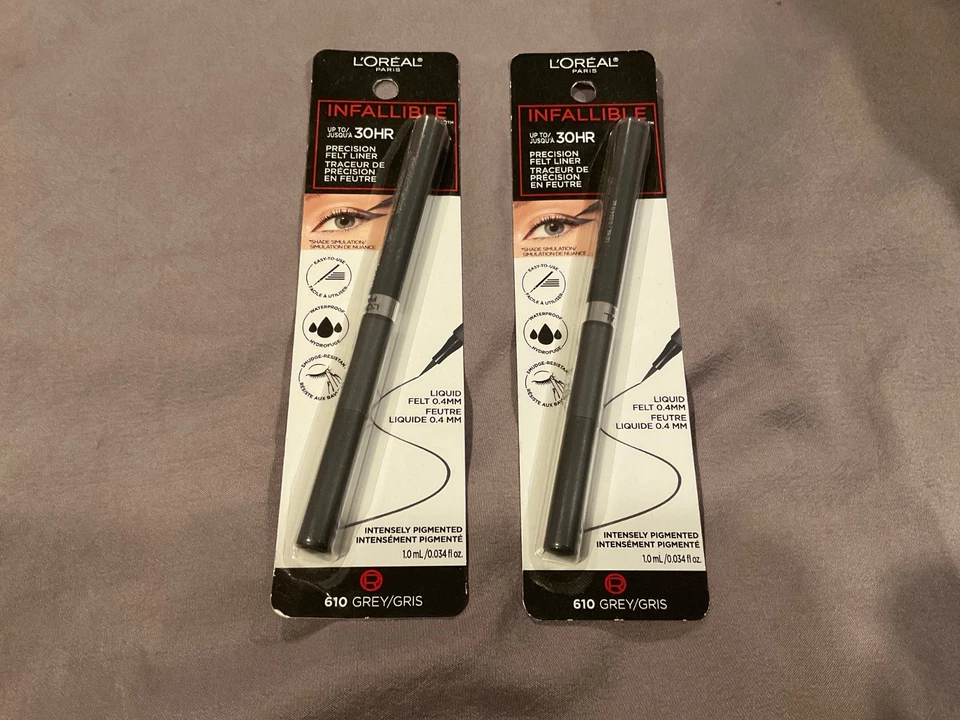 2 Brand New Loreal L’Oréal Infallible Precision Felt Liner 610 Grey Eyeliner - Image 1 of 1